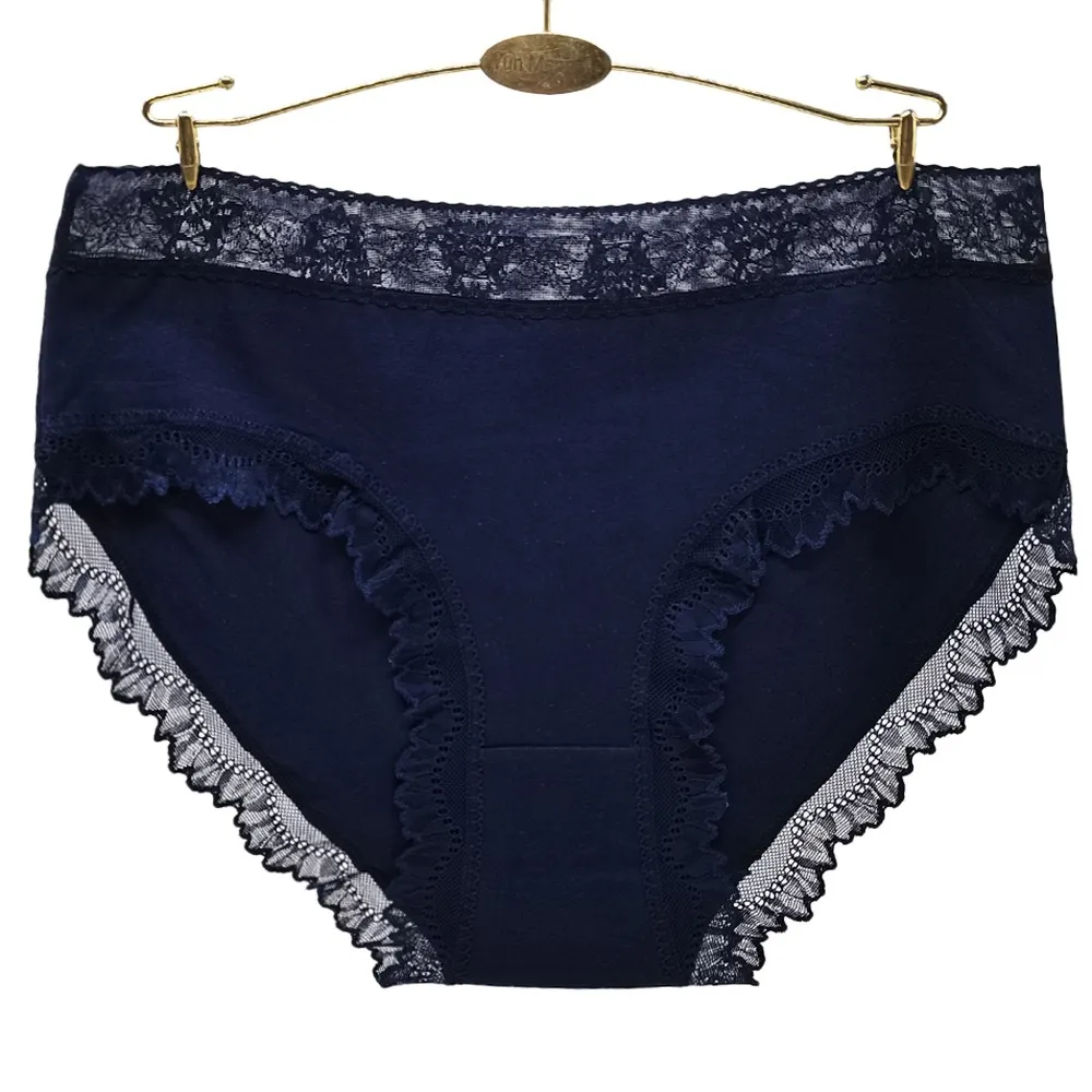 Six Pieces Lace Trim Cotton Women's Briefs Set
