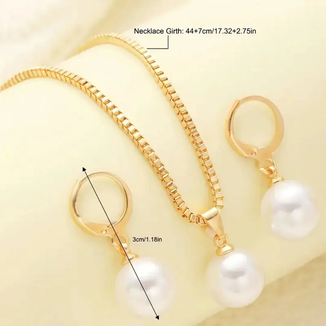 Stylish Faux Jewelry Set Of Earrings And Necklace For Women
