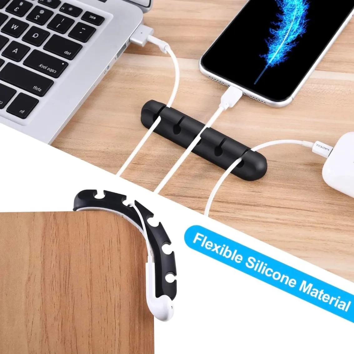 7 Slot Silicone Cable Organizer Holder