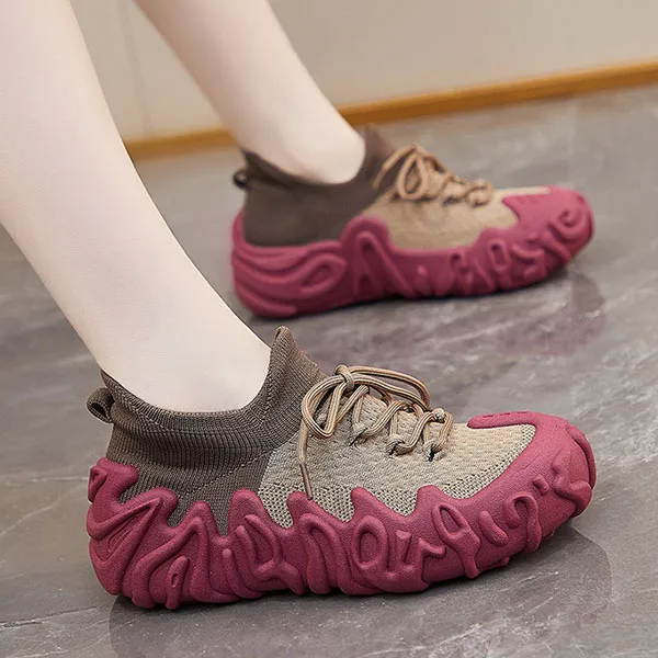 Women's Knit Sneakers with Stylish Sole