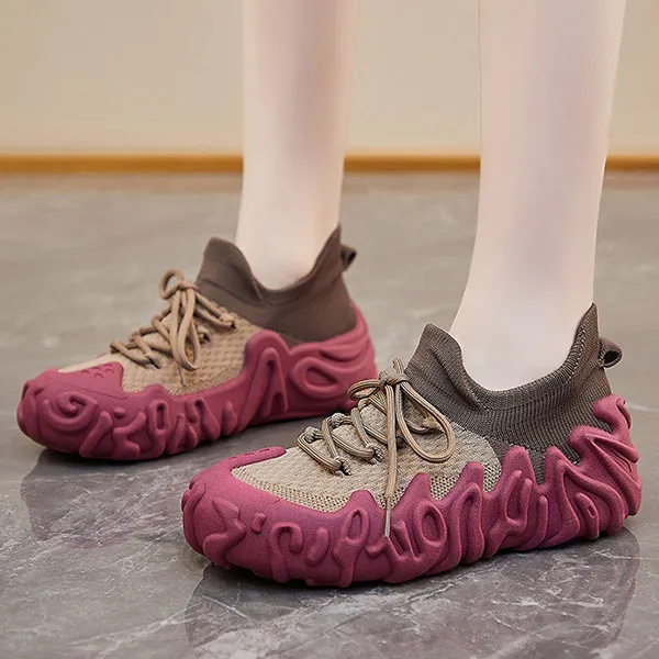 Women's Knit Sneakers with Stylish Sole