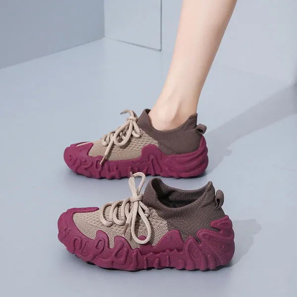 Women's Knit Sneakers with Stylish Sole