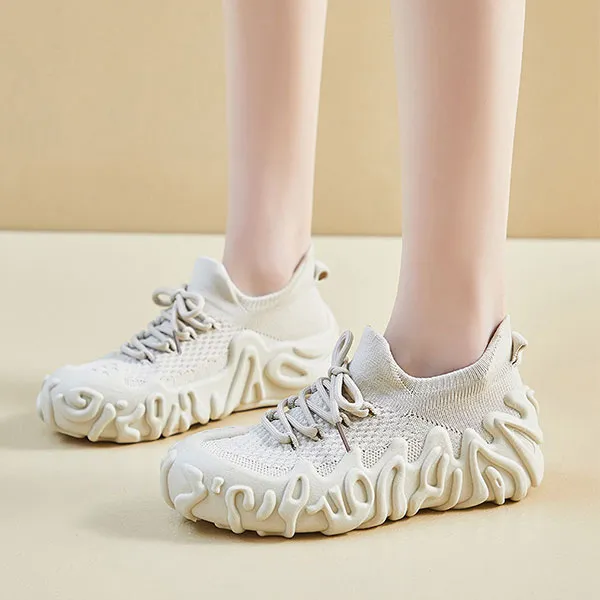 Women's Knit Sneakers with Stylish Sole