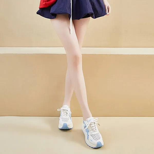Comfy Lace-Up Sneakers With Light Blue Accents