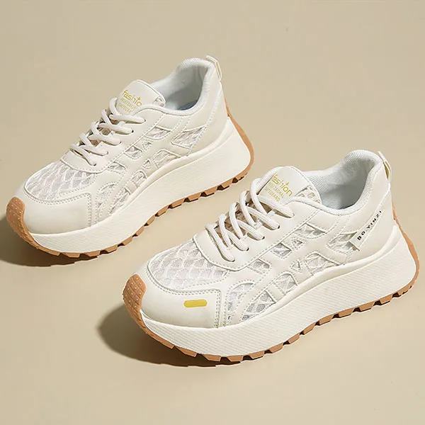 Comfy Lace-Up Sneakers With Light Blue Accents