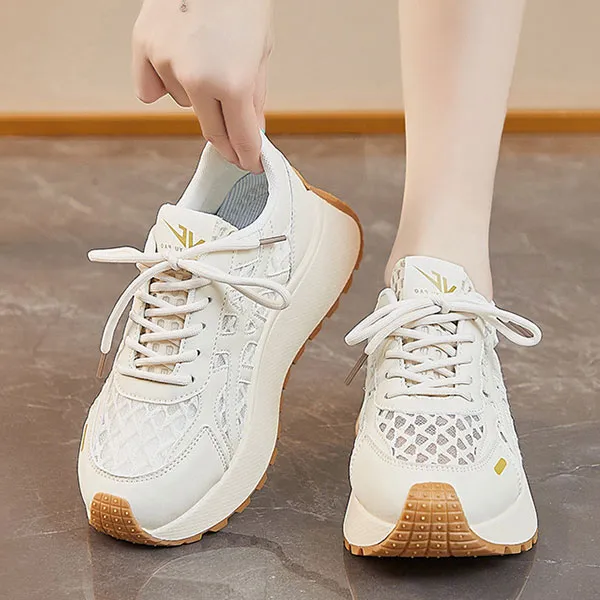 Comfy Lace-Up Sneakers With Light Blue Accents