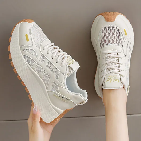 Comfy Lace-Up Sneakers With Light Blue Accents