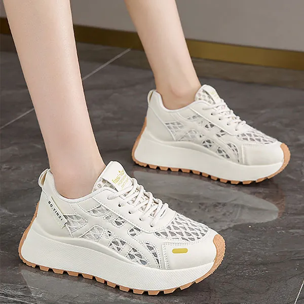 Comfy Lace-Up Sneakers With Light Blue Accents