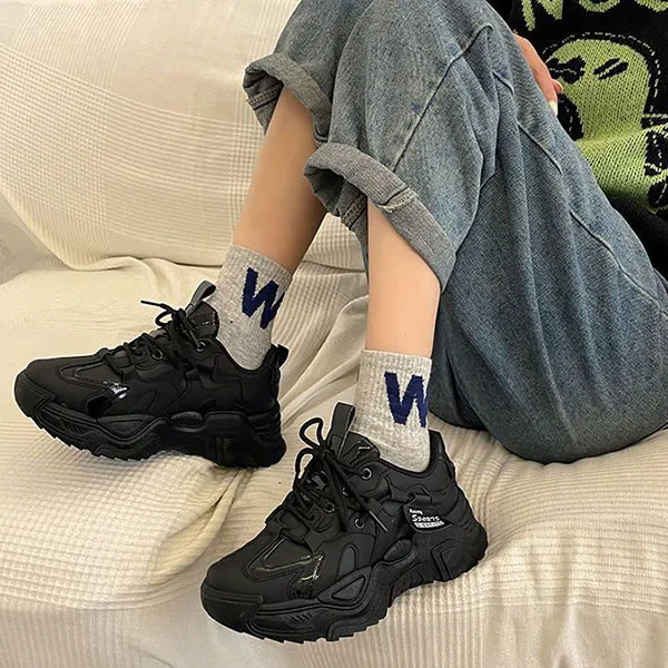 Women's Comfy Casual Black Sneakers
