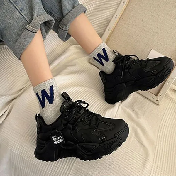 Women's Comfy Casual Black Sneakers
