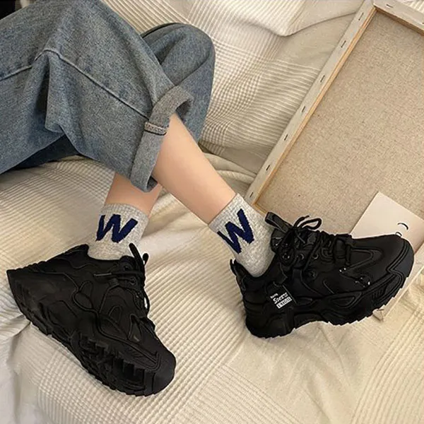 Women's Comfy Casual Black Sneakers