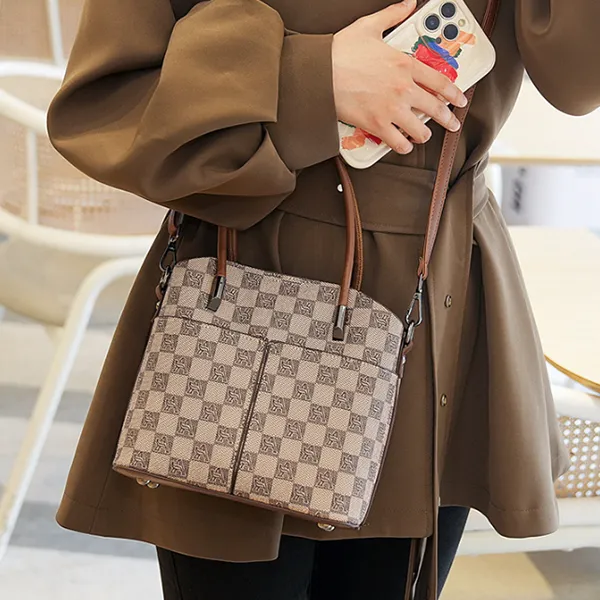 Women's Vintage Geo Pattern Large Capacity Adjustable Shoulder Strap Women Handbag