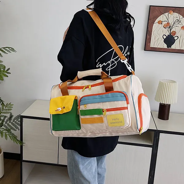 Stylish Colorful Weekend Zip Closure Travel Affordable Duffel Bag