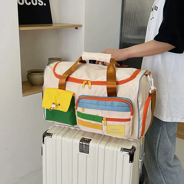 Stylish Colorful Weekend Zip Closure Travel Affordable Duffel Bag