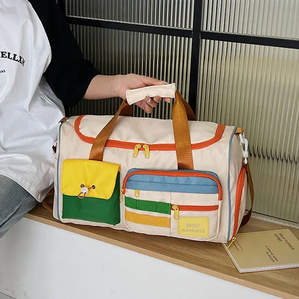 Stylish Colorful Weekend Zip Closure Travel Affordable Duffel Bag
