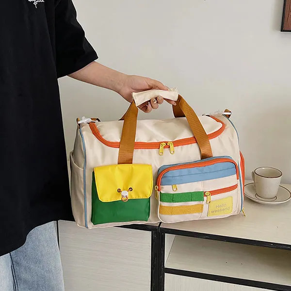 Stylish Colorful Weekend Zip Closure Travel Affordable Duffel Bag