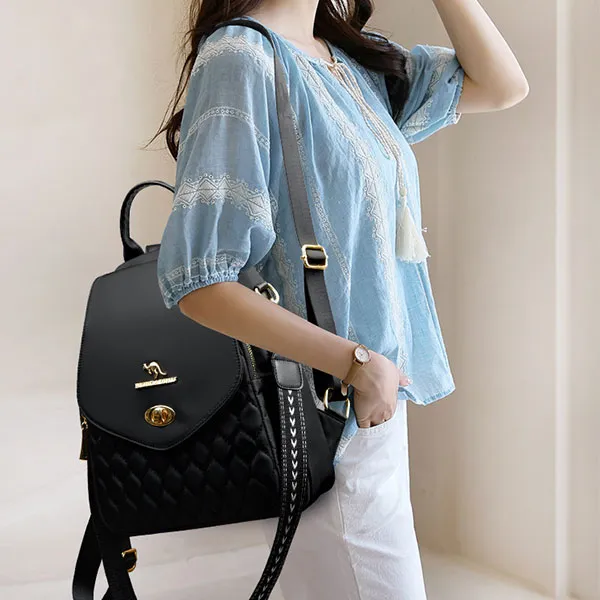 Stylish Quilted Design Large Capacity Travel Adjustable Strap Unisex Convertible Backpack