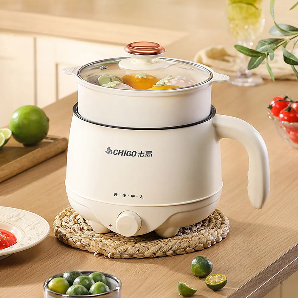 Mini Electric Cooking Pot With Handle Soup Rice Cooker Portable Glass Lid Steamer Hot Pots - 1.8L