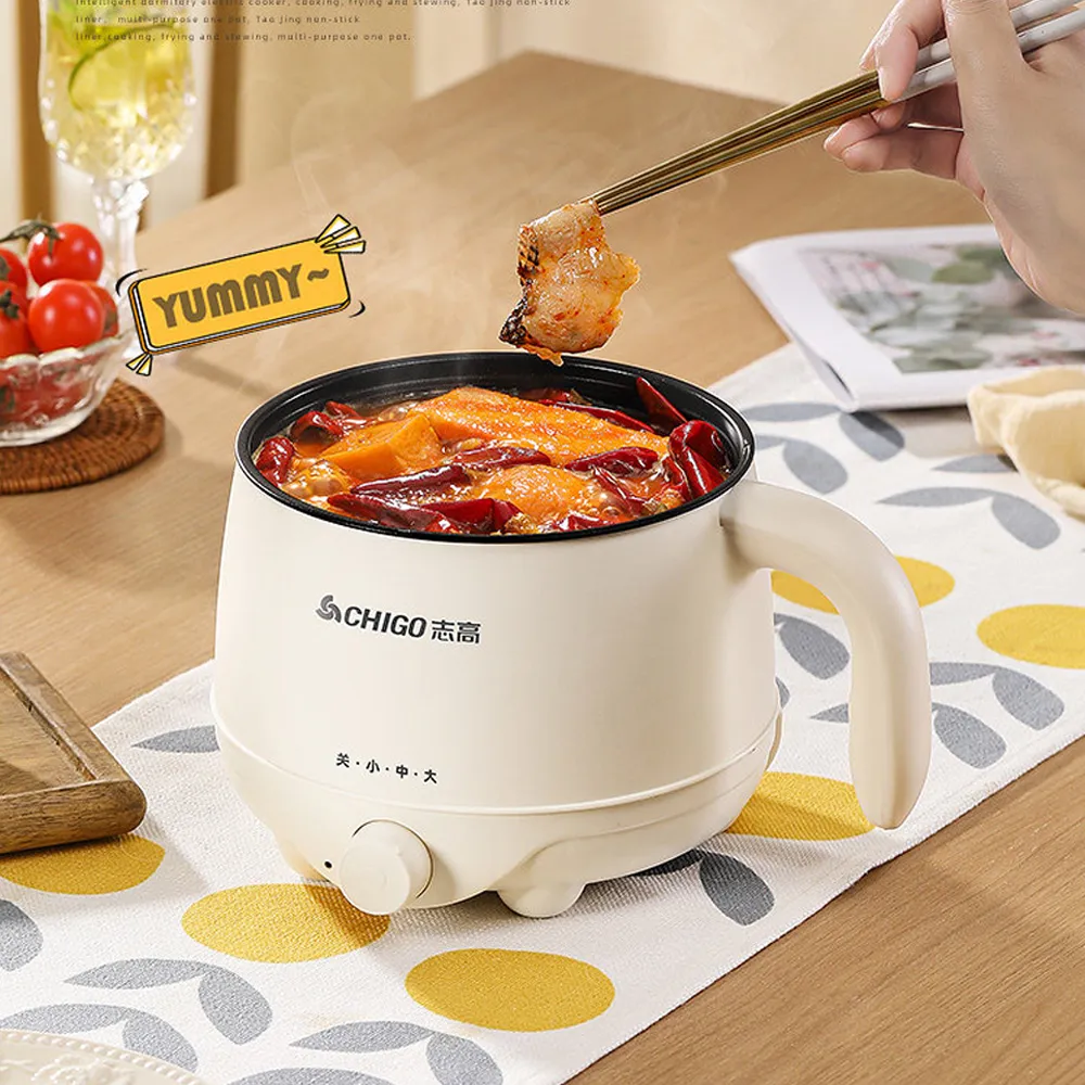Mini Electric Cooking Pot With Handle Soup Rice Cooker Portable Glass Lid Steamer Hot Pots - 1.8L