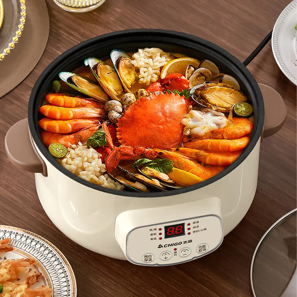Multi-function Electric Cooker Steamer Digital Display Control Rice Noodles Cooking Hot Pot - 2.8L