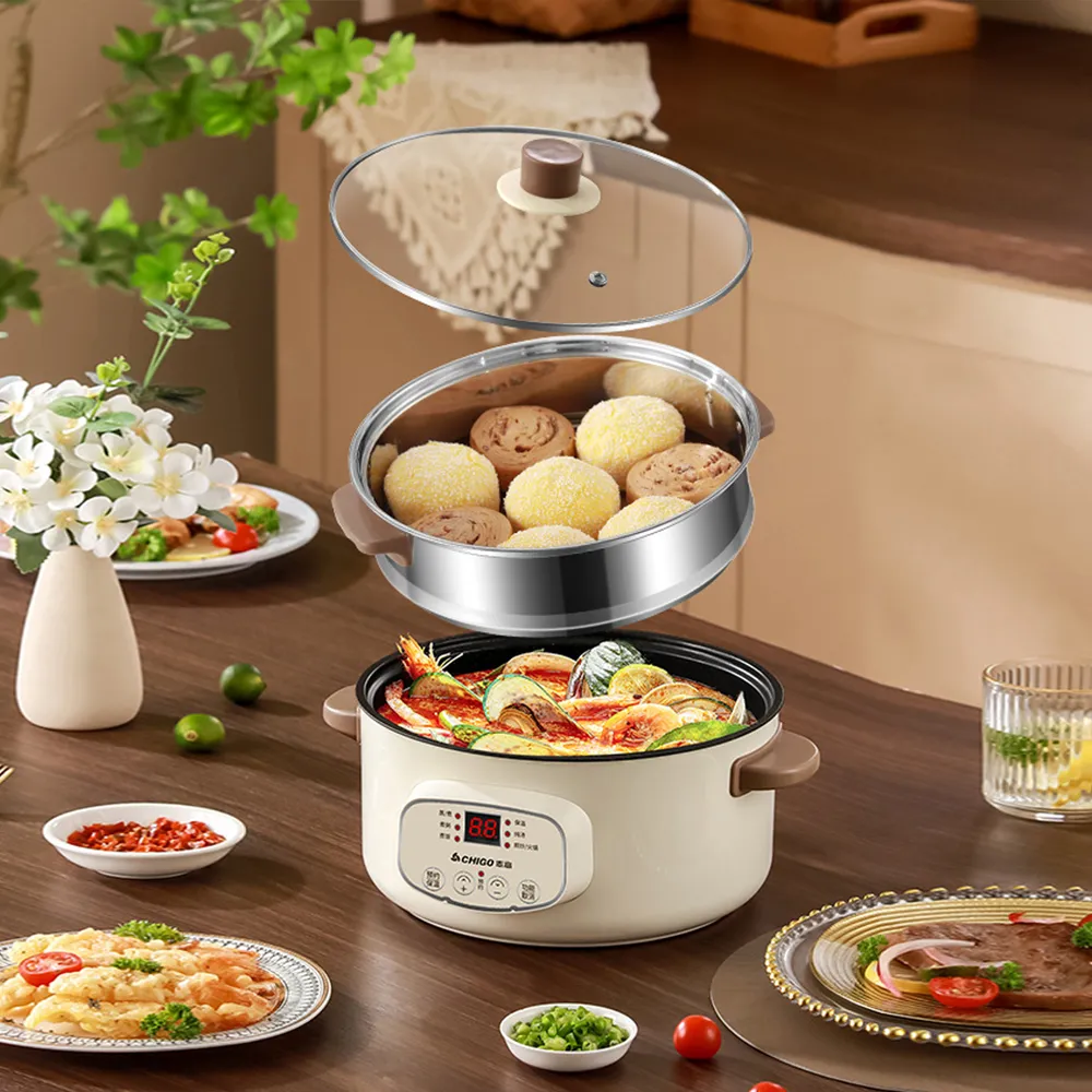 Multi-function Electric Cooker Steamer Digital Display Control Rice Noodles Cooking Hot Pot - 2.8L