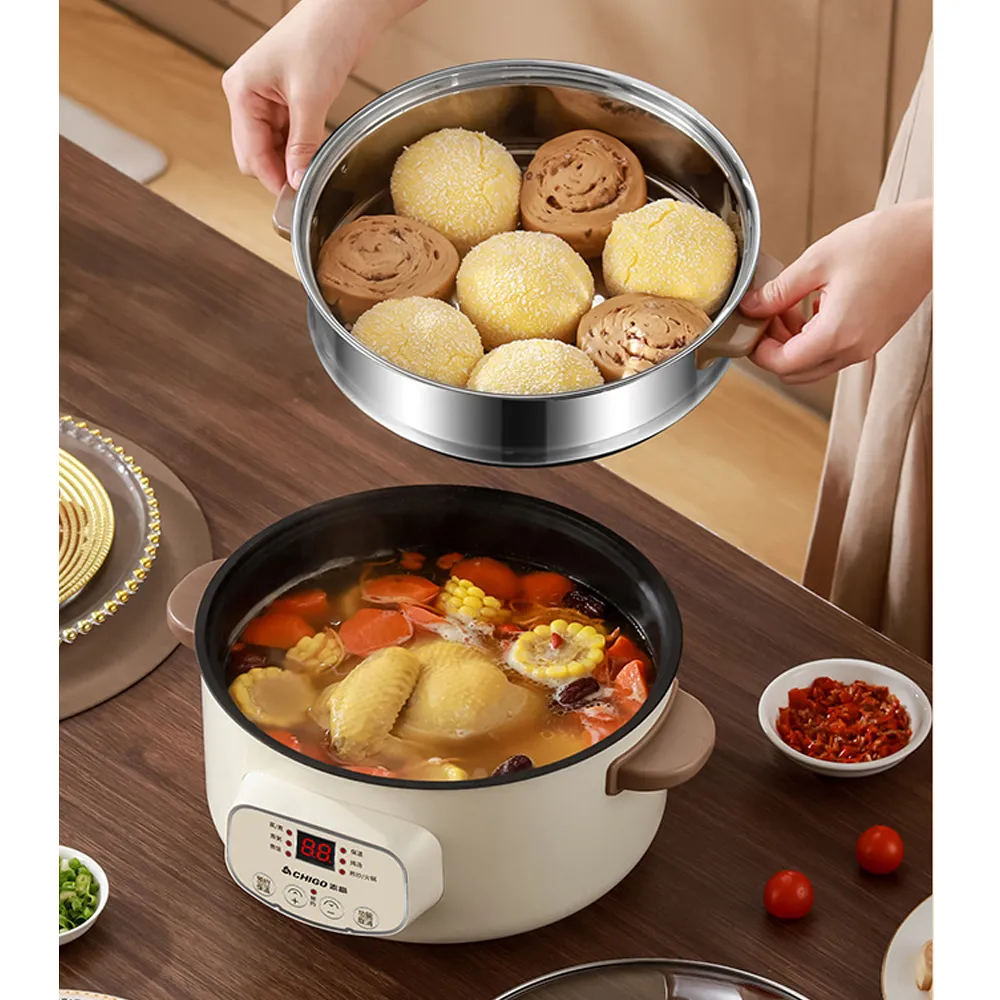 Multi-function Electric Cooker Steamer Digital Display Control Rice Noodles Cooking Hot Pot - 2.8L