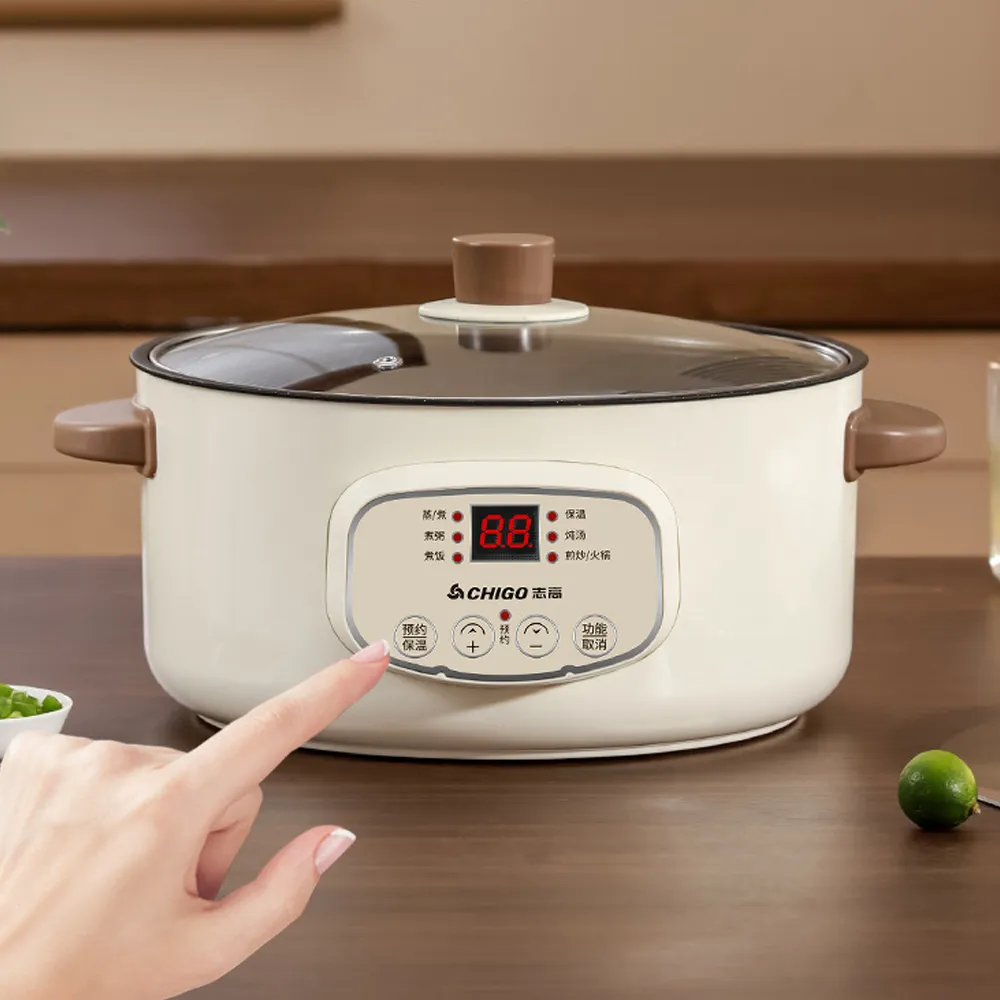 Multi-function Electric Cooker Digital Display Control Rice Noodles Eggs Cooking Hot Pot - 2.6L