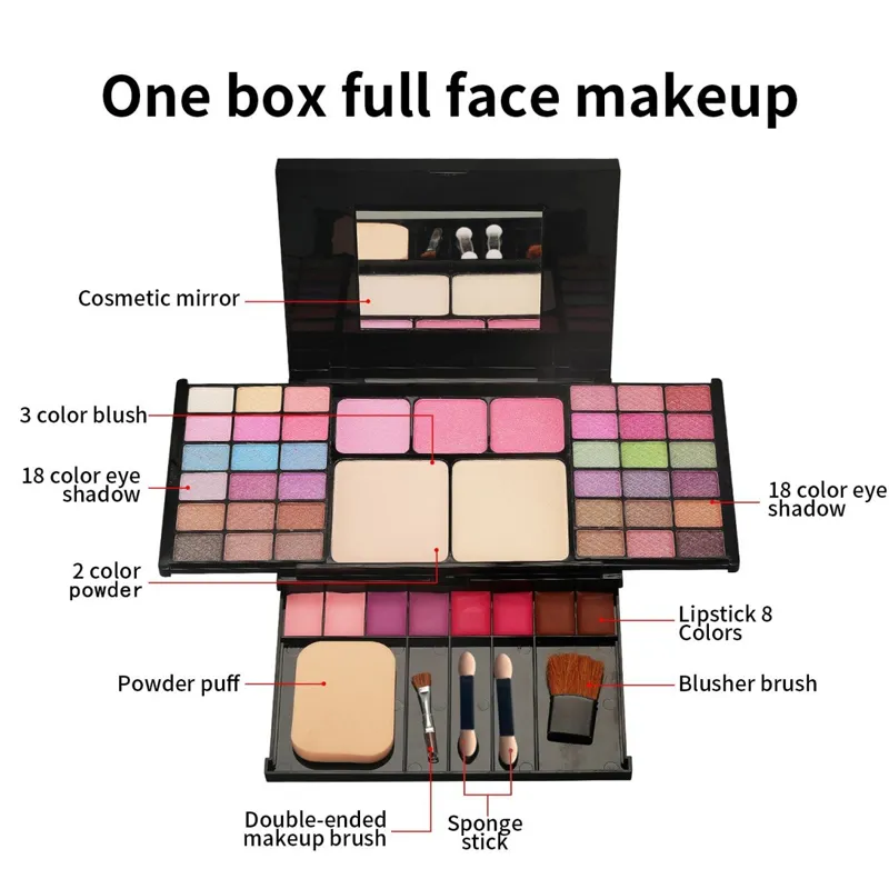 All In One Mini Makeup Set Palette Beauty Face Eyeshadow Blush Kit For Women's