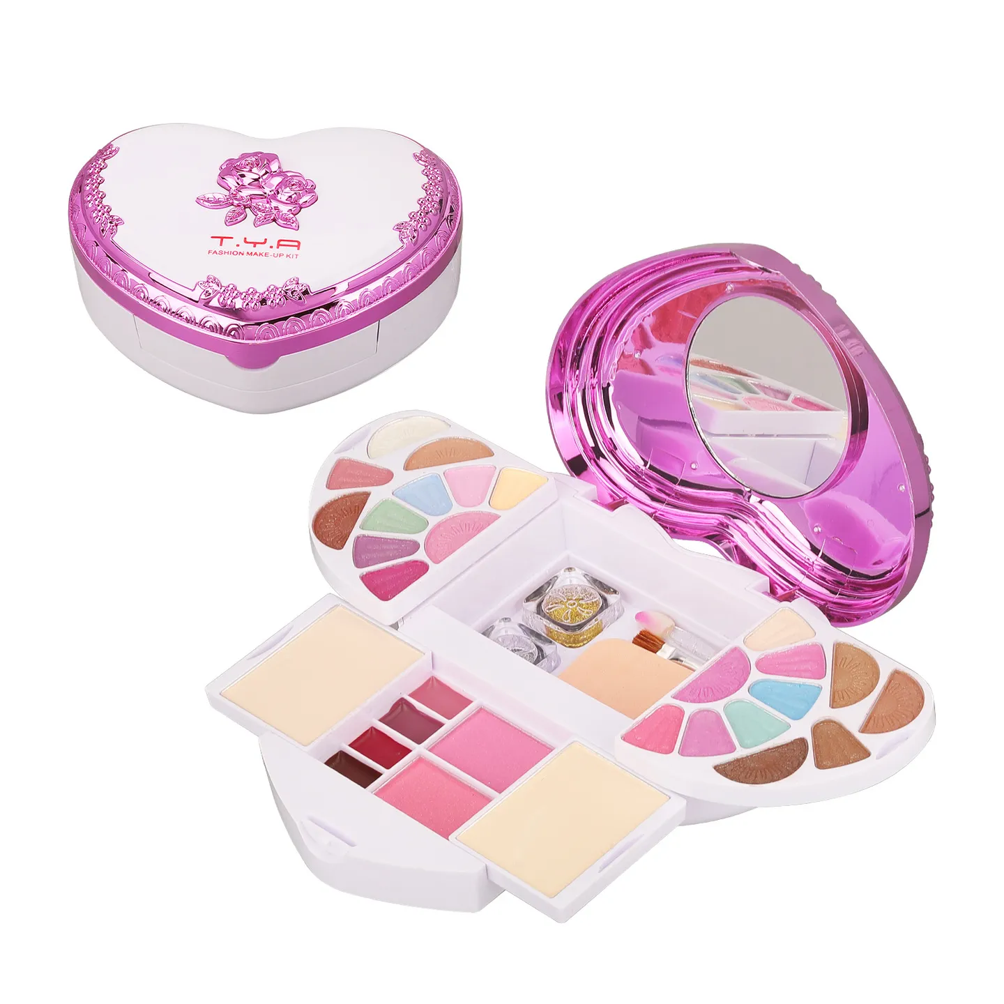 Foldable All In One Cosmetic Kit Heart Shaped Multi-layer Palette Beauty Face Eye Makeup For Women's