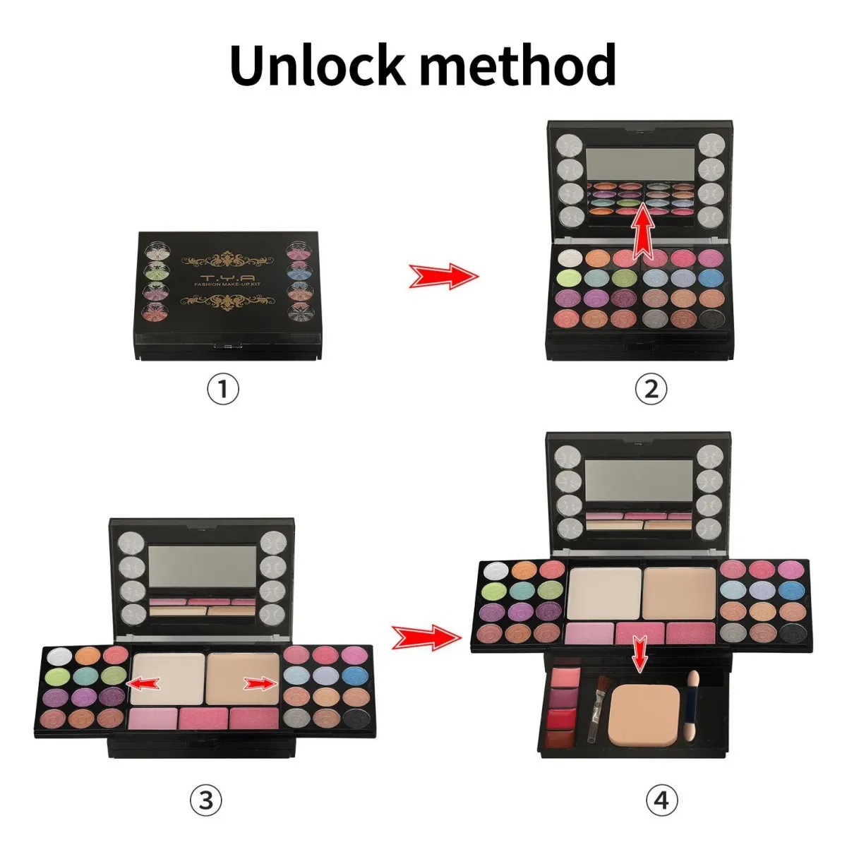 Makeup Kit With Eyeshadow Blush Powder Mirror Travel Mini Palette For Women's