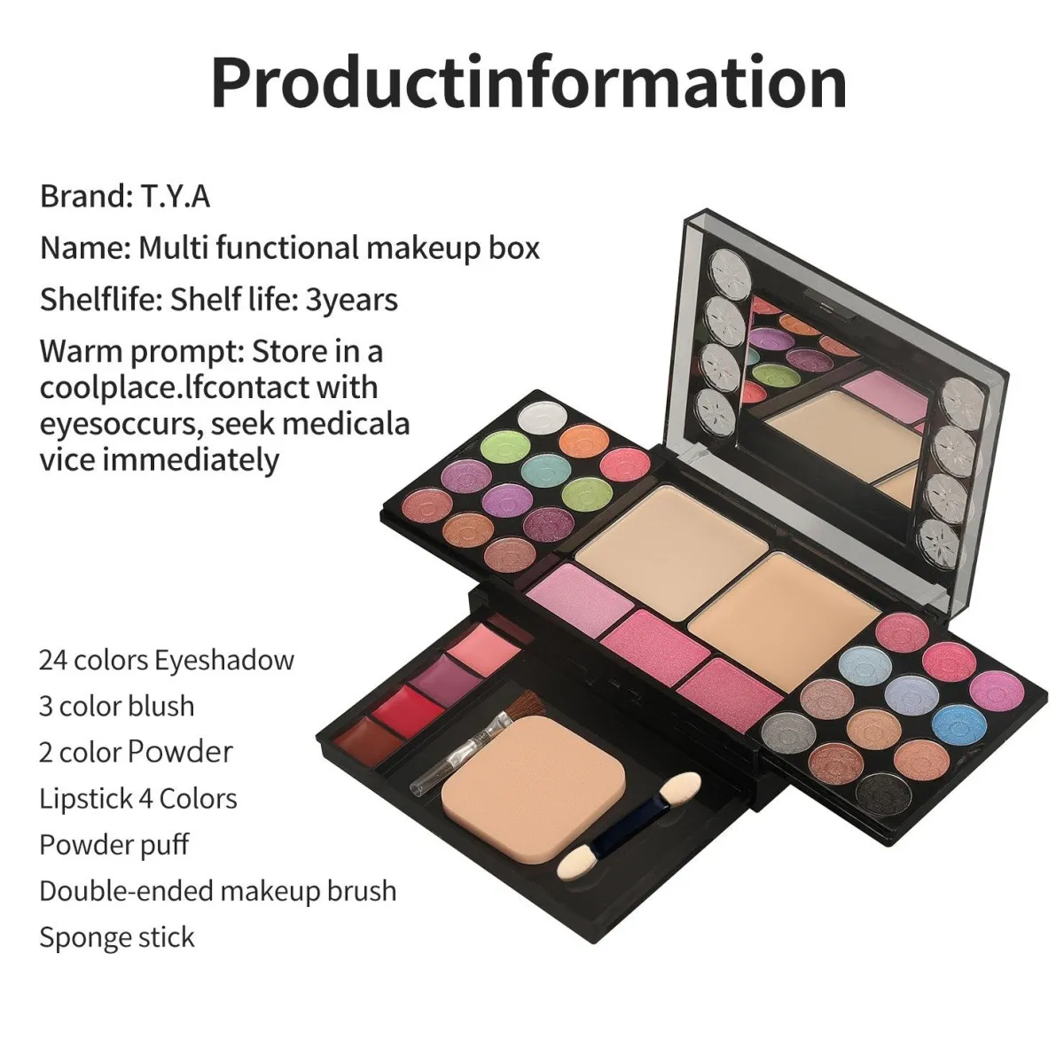 Makeup Kit With Eyeshadow Blush Powder Mirror Travel Mini Palette For Women's