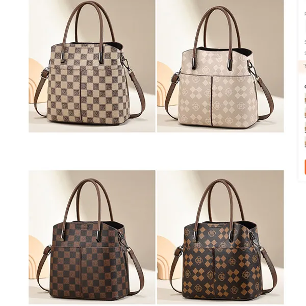 Women's Stylish Checkered Large Capacity Adjustable Shoulder Strap Women Handbag