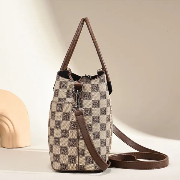 Women's Stylish Checkered Large Capacity Adjustable Shoulder Strap Women Handbag