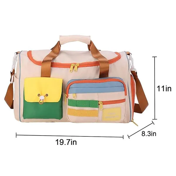 Colorful Multi-Pocket Detachable Strap Unisex Sports Travel Duffel Bag
