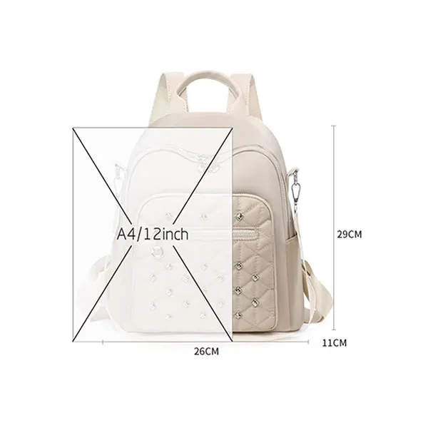 Stylish Quilted Diamond Pattern Large Capacity Zip Closure Travel Fashionable Backpack