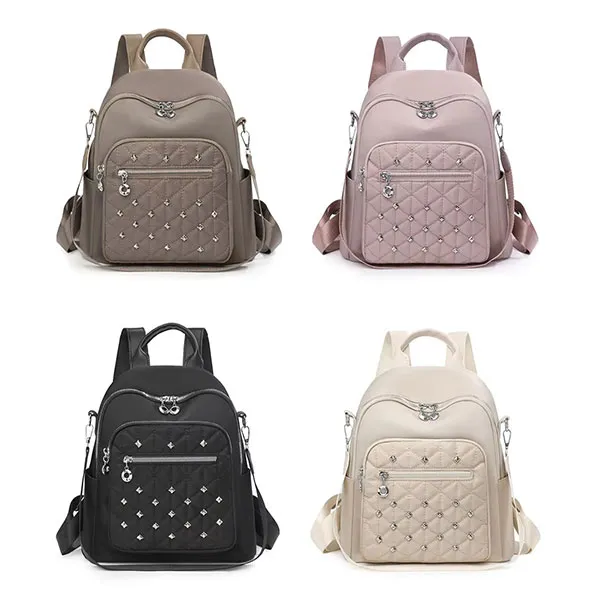 Stylish Quilted Diamond Pattern Large Capacity Zip Closure Travel Fashionable Backpack