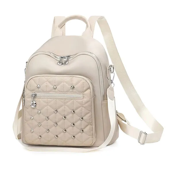 Stylish Quilted Diamond Pattern Large Capacity Zip Closure Travel Fashionable Backpack