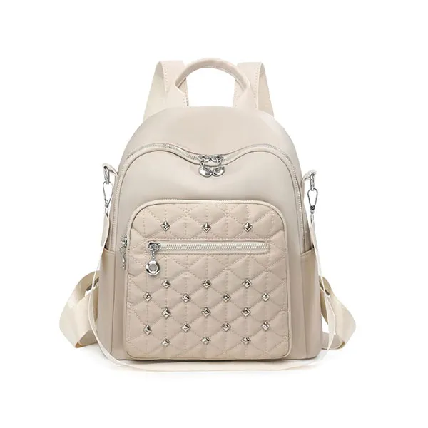 Stylish Quilted Diamond Pattern Large Capacity Zip Closure Travel Fashionable Backpack