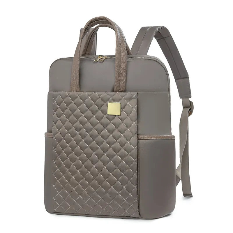 Quilted Design Zip Closure Adjustable Strap Outdoor Travel Convertible 2 In 1 Backpack