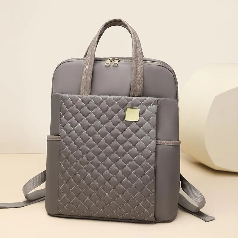 Quilted Design Zip Closure Adjustable Strap Outdoor Travel Convertible 2 In 1 Backpack