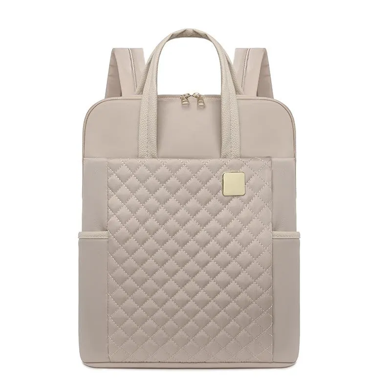 Quilted Design Zip Closure Adjustable Strap Outdoor Travel Convertible 2 In 1 Backpack