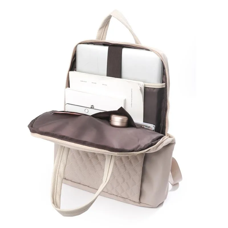 Quilted Design Zip Closure Adjustable Strap Outdoor Travel Convertible 2 In 1 Backpack