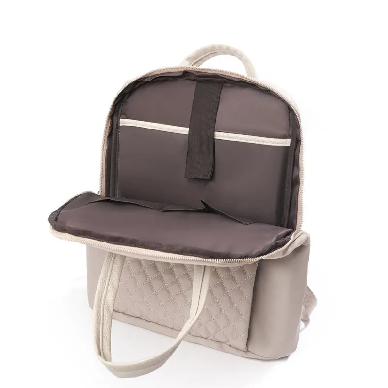 Quilted Design Zip Closure Adjustable Strap Outdoor Travel Convertible 2 In 1 Backpack