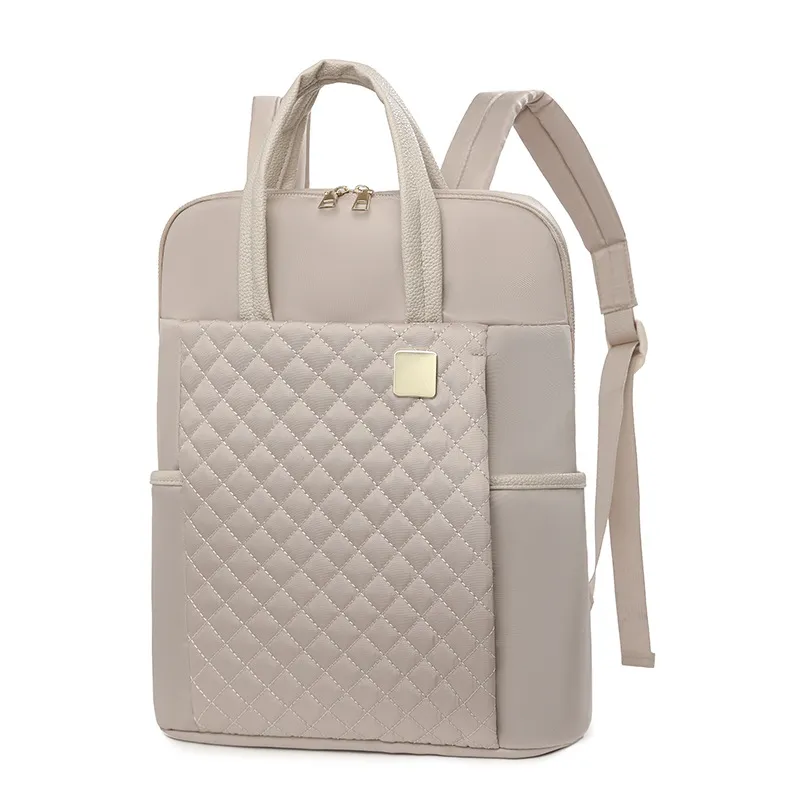 Quilted Design Zip Closure Adjustable Strap Outdoor Travel Convertible 2 In 1 Backpack