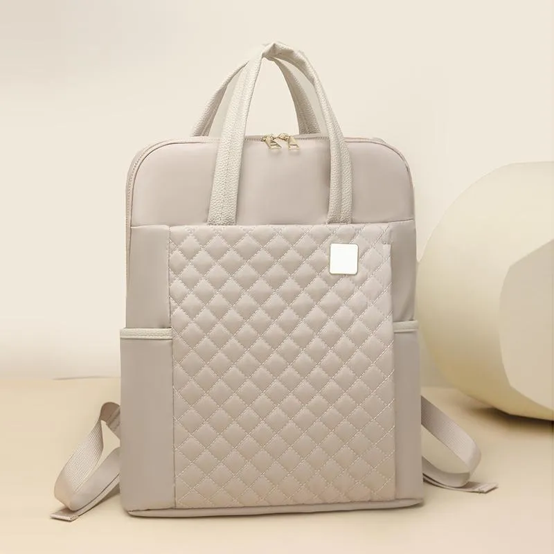 Quilted Design Zip Closure Adjustable Strap Outdoor Travel Convertible 2 In 1 Backpack