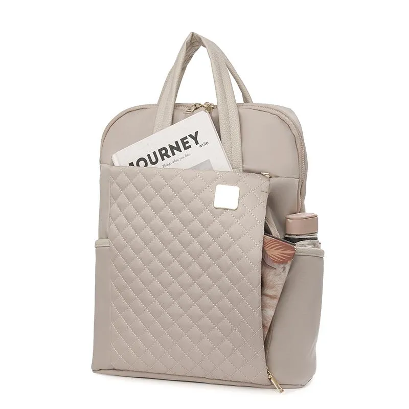 Quilted Design Zip Closure Adjustable Strap Outdoor Travel Convertible 2 In 1 Backpack