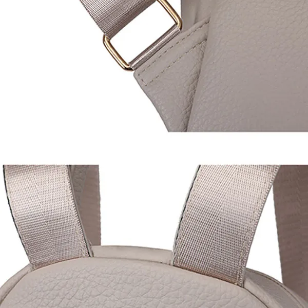Fashionable Soft Leather Zip Closure Adjustable Strap Casual Travel Backpack