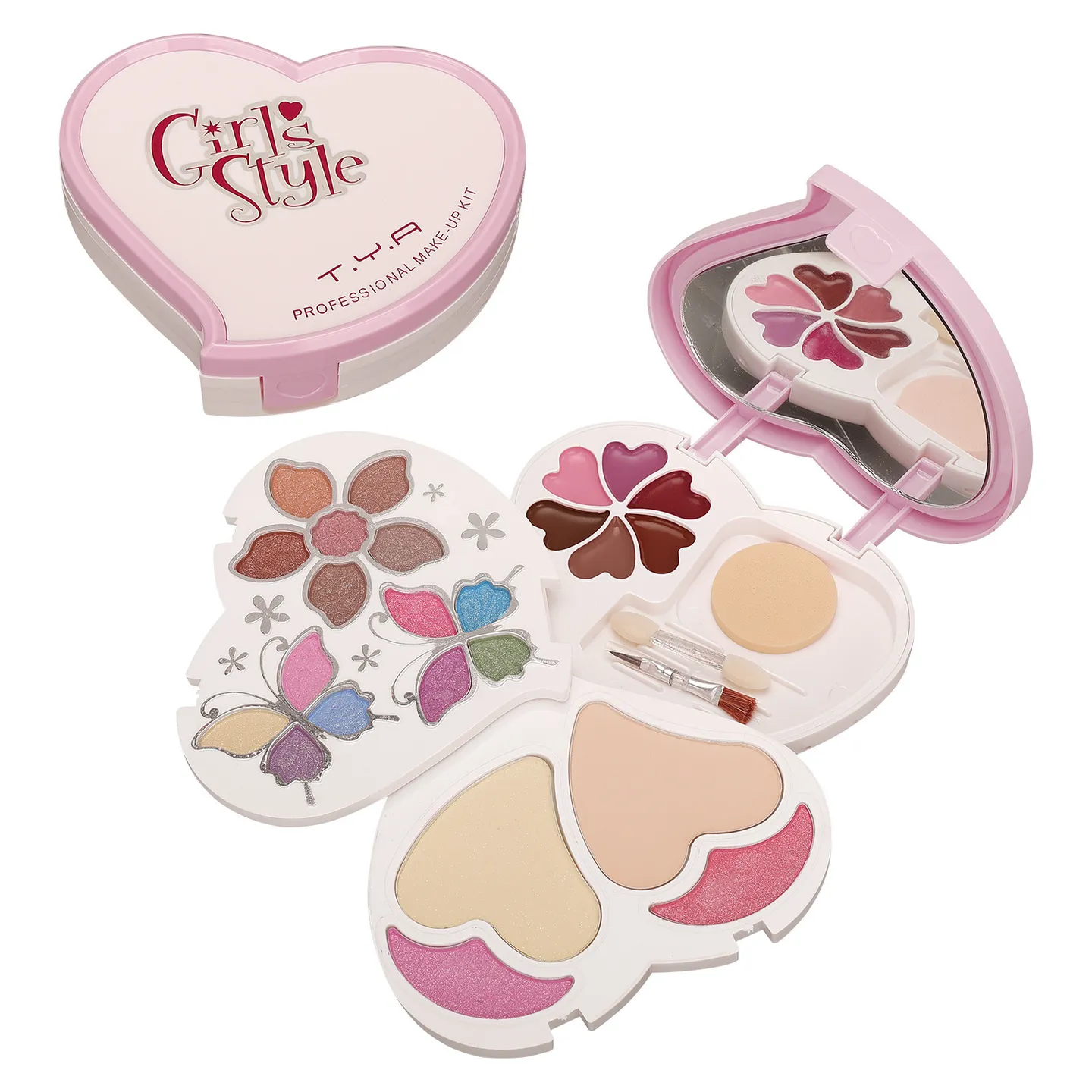 Heart Shaped Makeup Kit Colorful Beauty Set Women's Face Beauty Eyeshadow Blush Powder With Mirror