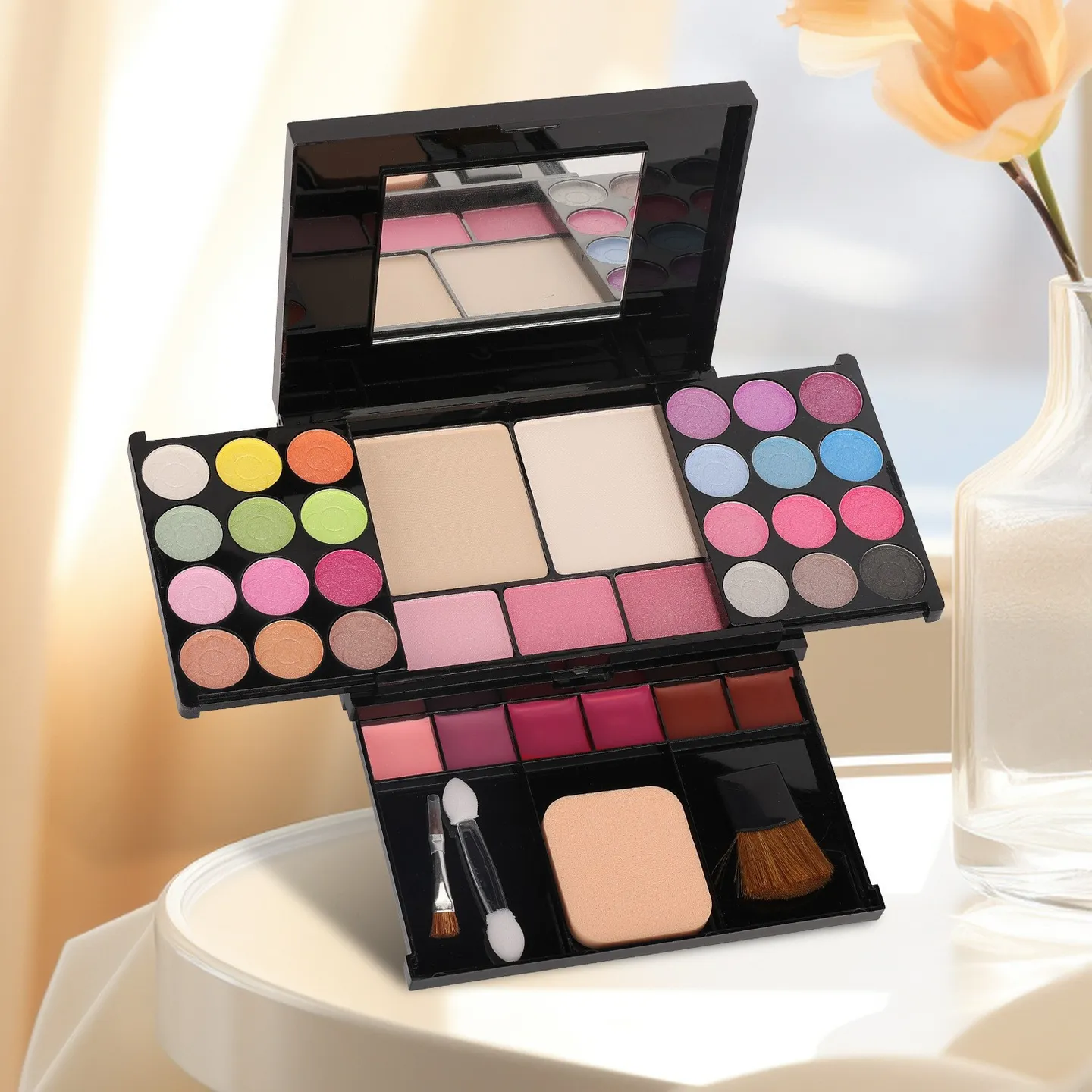 Colorful Beauty Women's Face Beauty Eyeshadow Blush Powder Set With Mirror Makeup Kit