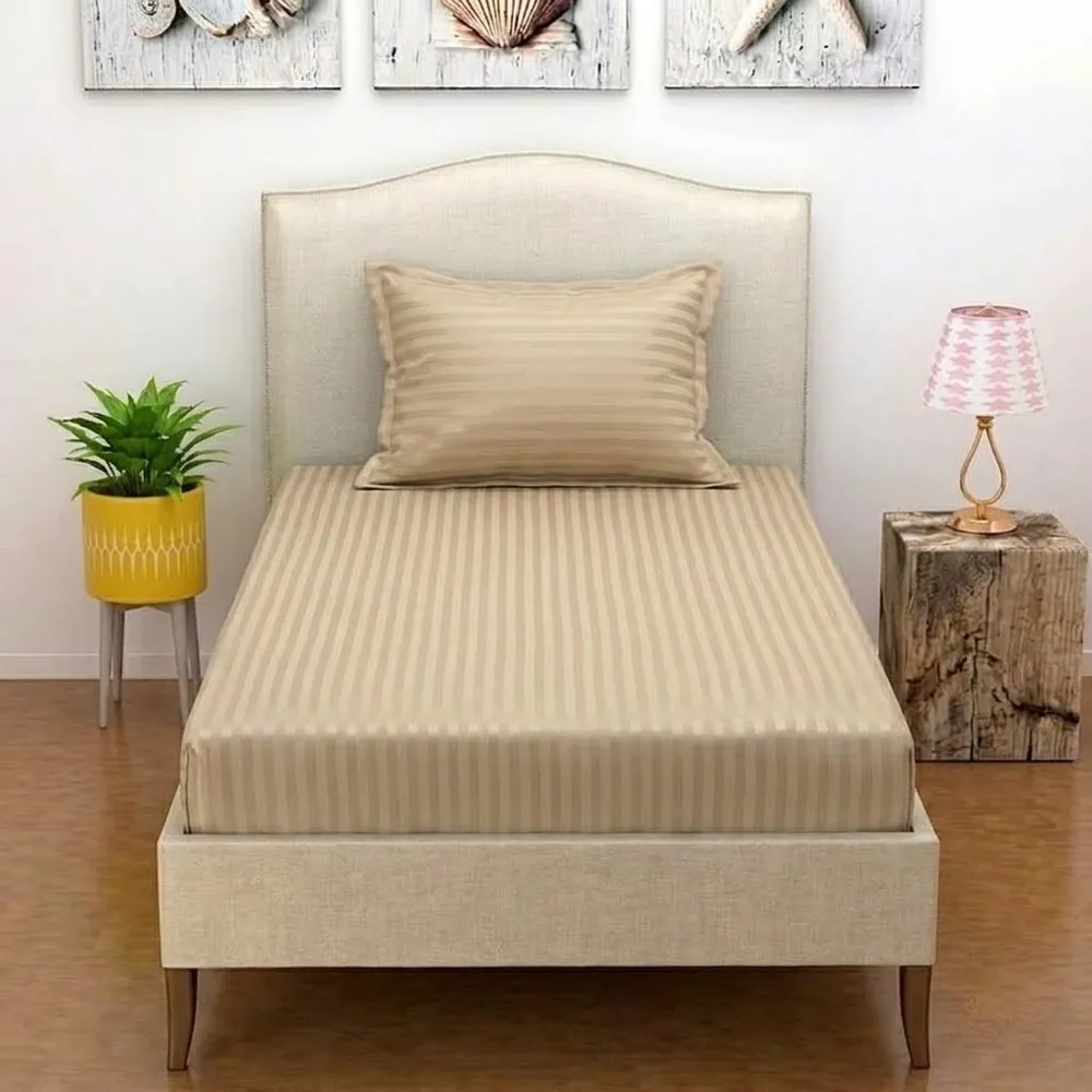 Zipper Closure Single Bedsheet With Matching Pillow Quality Fabric Fitted Sheet Cover - 100x200